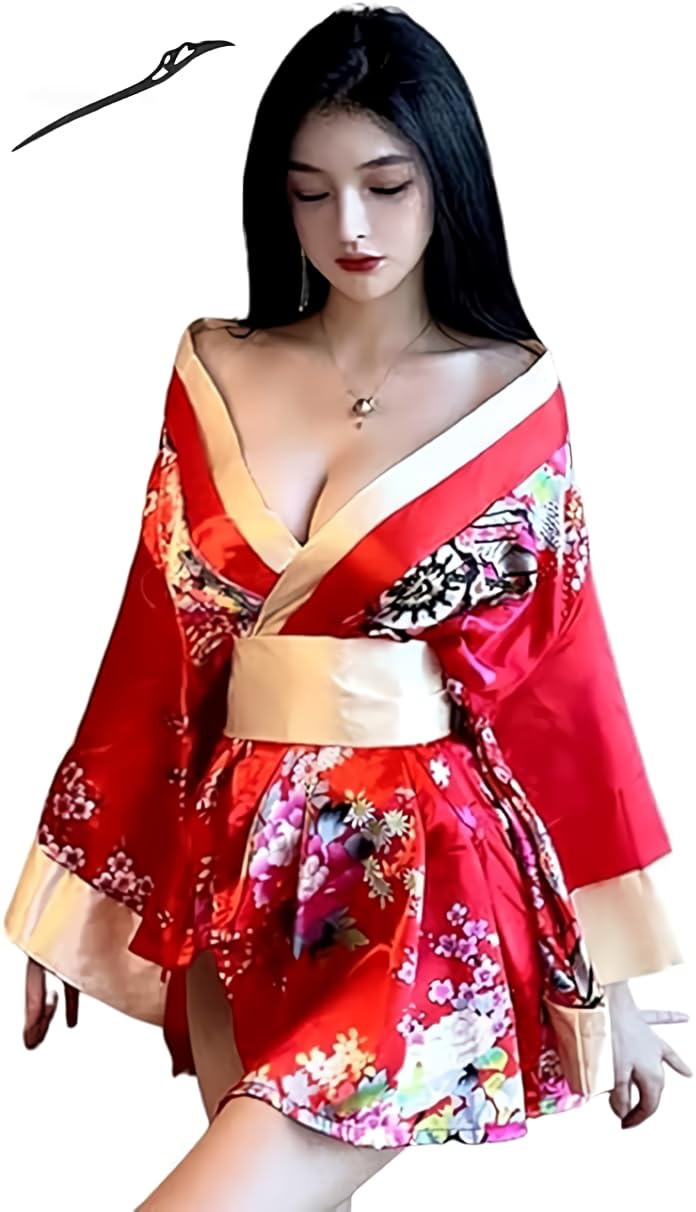 Amazon.co.jp: [happykoko] 着物 ミニドレス 花魁 コスプレ セクシー